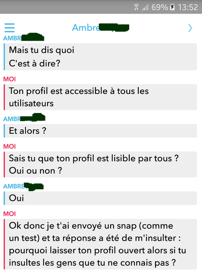 réaction typique : l'insulte avant de comprendre ce qui se passe